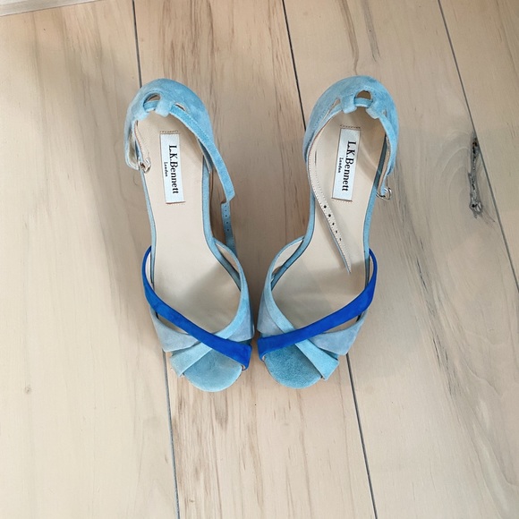 New Never Been Worn LK Bennett Blue Strappy Wedges - Picture 4 of 7